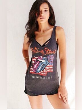 Rolling Stones 🎸Steel Wheels Tour Tank Top M Bravado Band Tee Graphic USA Made